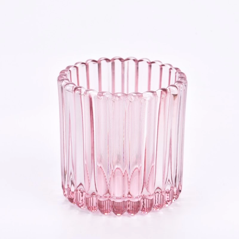 Wholesale 8oz 10oz Home Decoration Small Vertical Stripe Glass Candle Jar for Candles