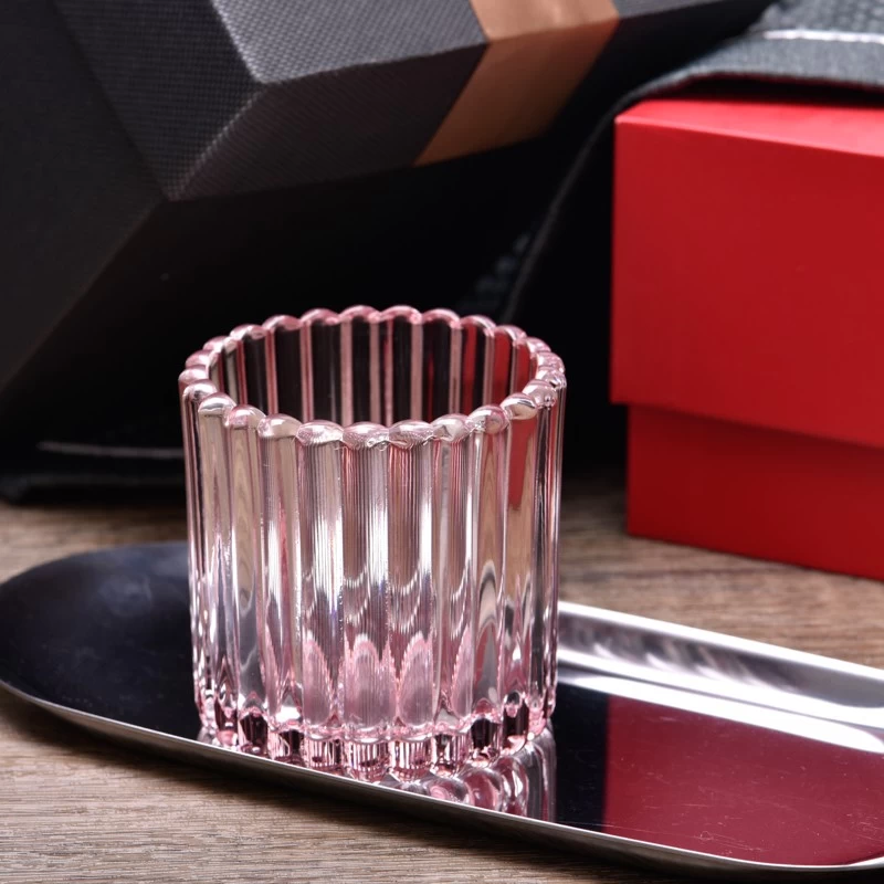 Wholesale 8oz 10oz Home Decoration Small Vertical Stripe Glass Candle Jar for Candles