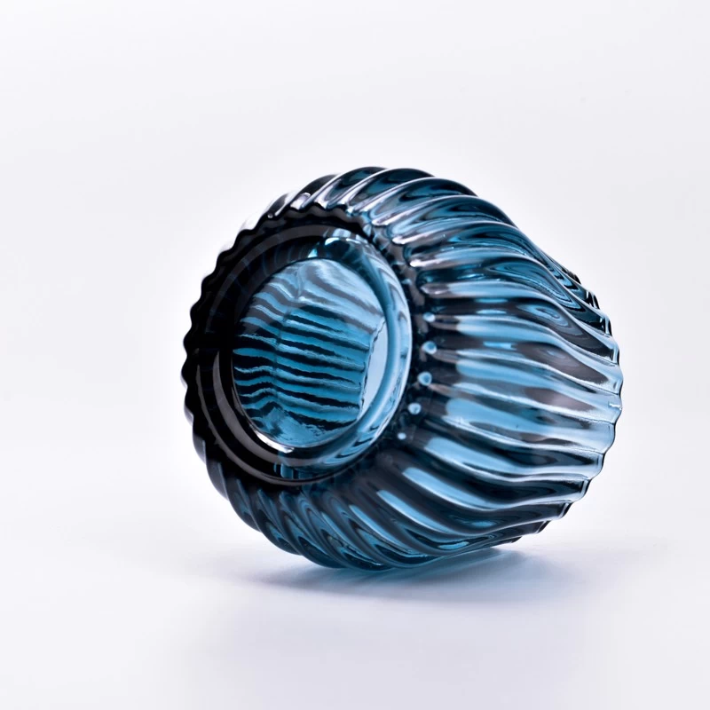 New design glass candle jar 8oz blue glass vessels supplier