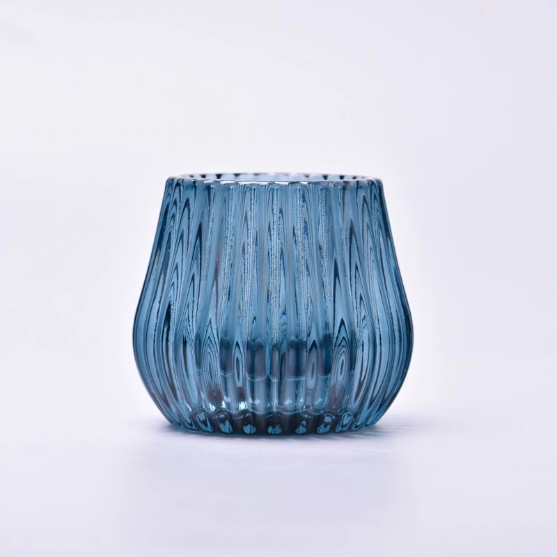New design glass candle jar 8oz blue glass vessels supplier