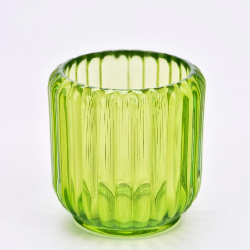 Wholesale Vertical Stripe Design Scented Candle Jars for Candles Glass Container for Soy Wax