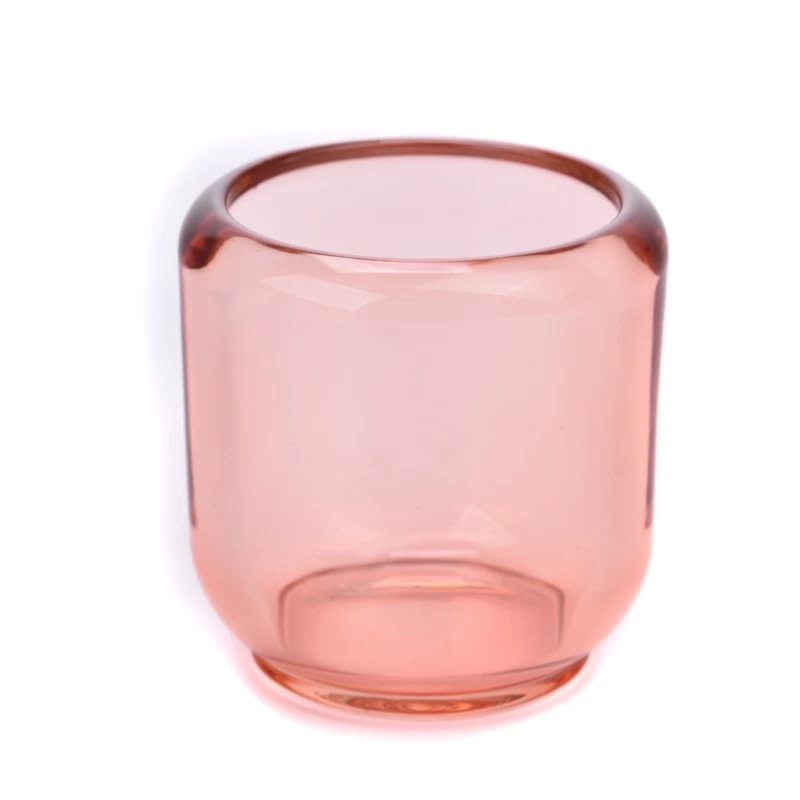 Popular transparent pink glass candle jar with home decor wholesale
