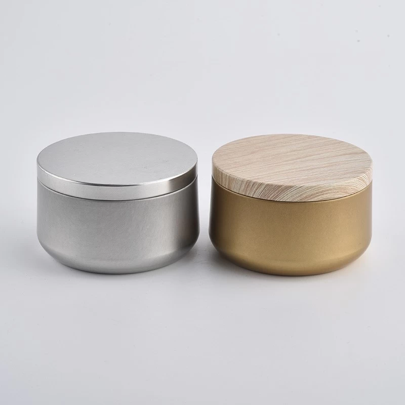 Custom small tin candle scent containers with lids