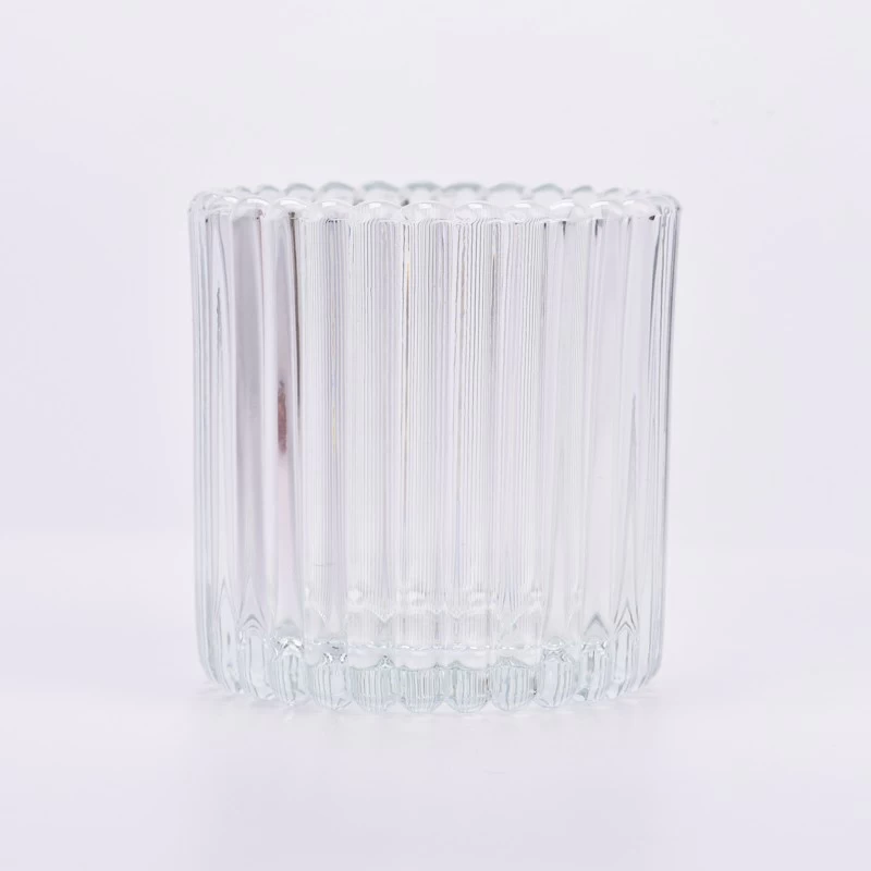 Customized Ribber Glass Candle Holder 9oz Glass Candle Jar Wholesale