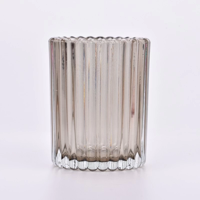 Ribber Glass Candle Jar Stripe Glass Candle Holders