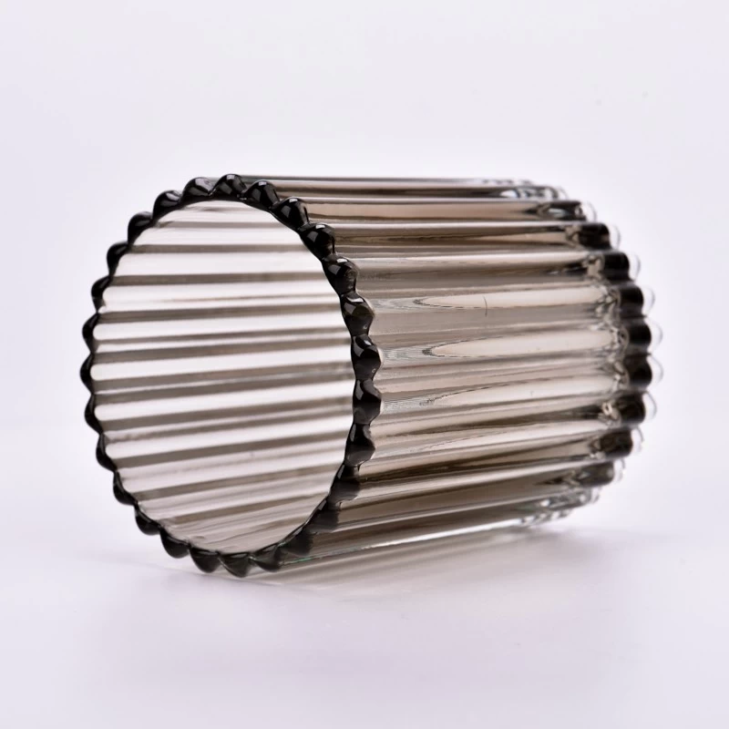 Ribber Glass Candle Jar Stripe Glass Candle Holders