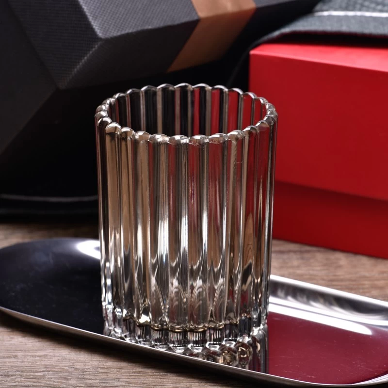 Ribber Glass Candle Jar Stripe Glass Candle Holders