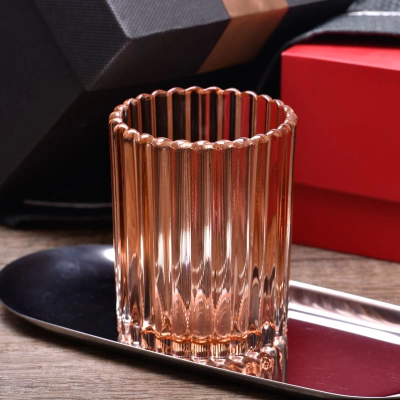 300ml Glass Candle Holders Ribber Glass Candle Vessel Wholesale