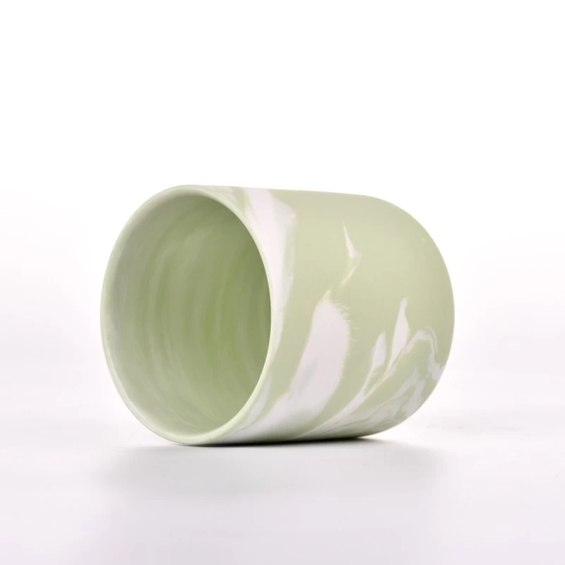 Custom Candle Vessel Marble Glazing Ceramic Scented Candle Container