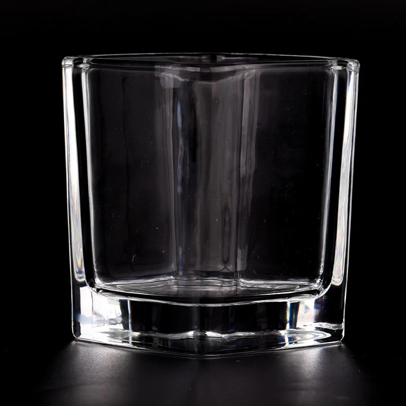 Square Glass Candle Holders 8oz Glass Candle Vessel Wholesale