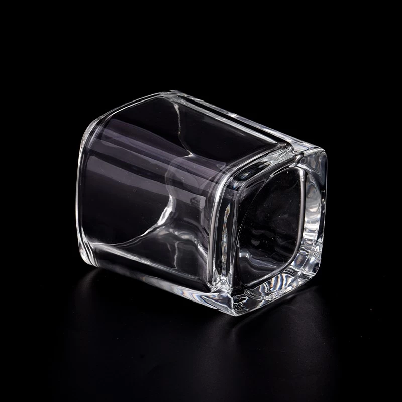 Square Glass Candle Holders 8oz Glass Candle Vessel Wholesale