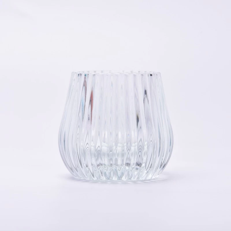 clear glass candle jar with stripe design home decor