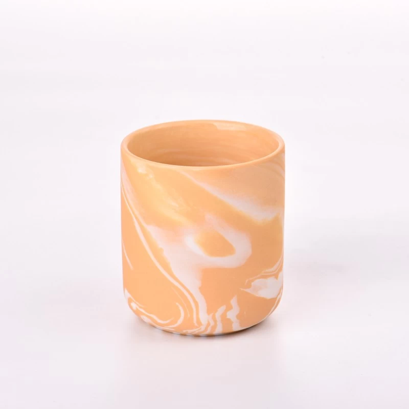 Morden Design Cylinder Marble Decoration Ceramic Candle Holders