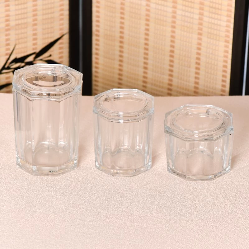 Hexagonal Glass Jar With Lids Glass Vessel for Candle Making