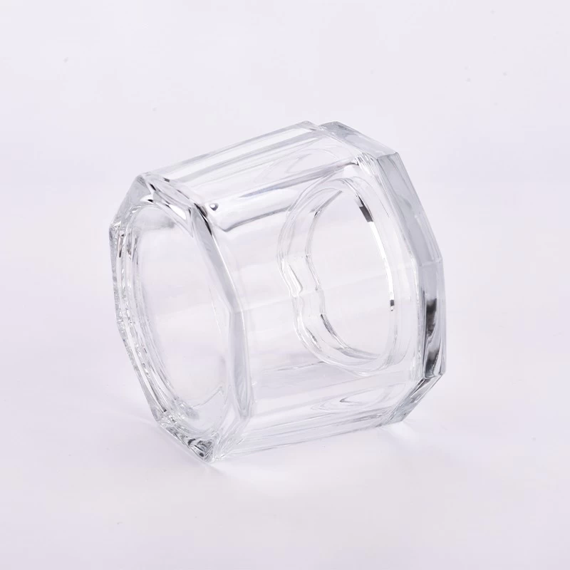 Hexagonal Glass Jar With Lids Glass Vessel for Candle Making
