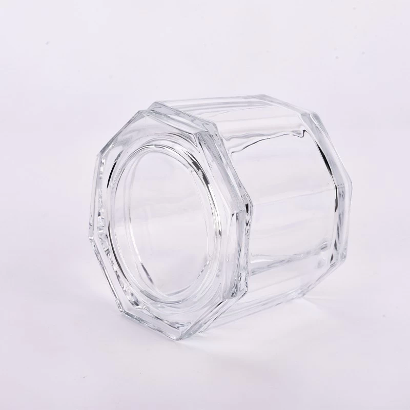 Hexagonal Glass Jar With Lids Glass Vessel for Candle Making