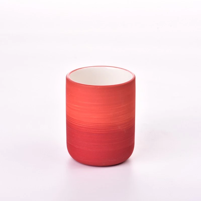 165ml Red Ceramic Candle Holders Customized Color Ceramic Vessel for Candle Making