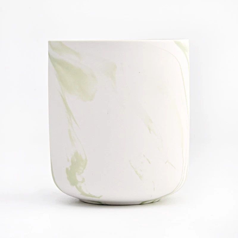Matte Ceramic Candle Vessels Wholesale Customized Marble Ceramic Candle Jars For Decoration