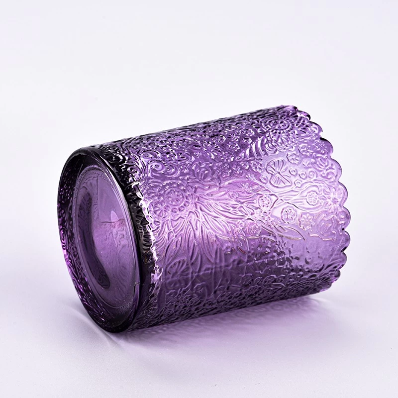 Popular Customized Embossed Glass Candle Holders For Decoration
