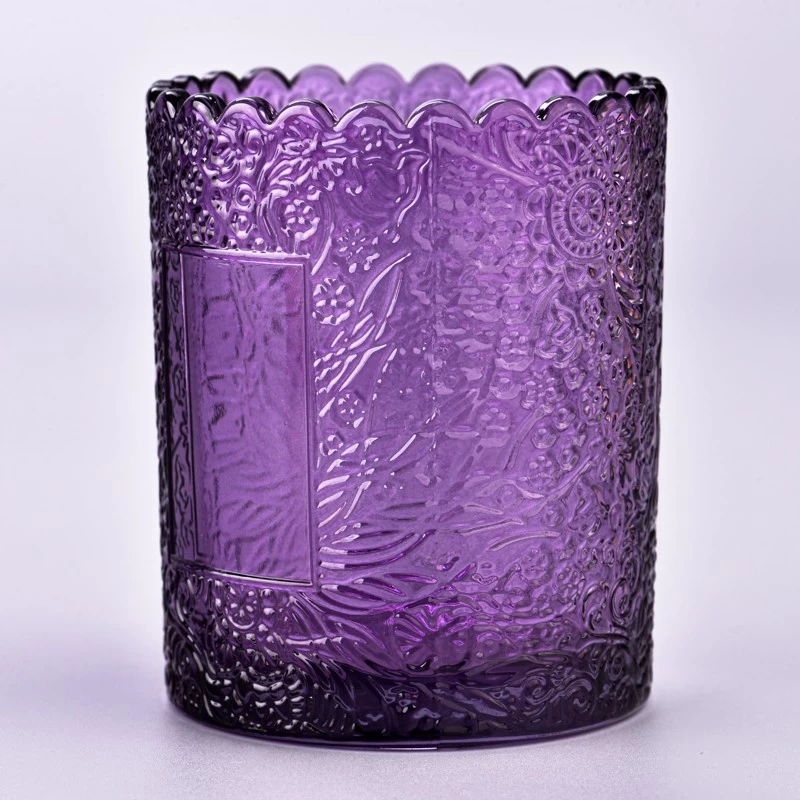 Popular Customized Embossed Glass Candle Holders For Decoration