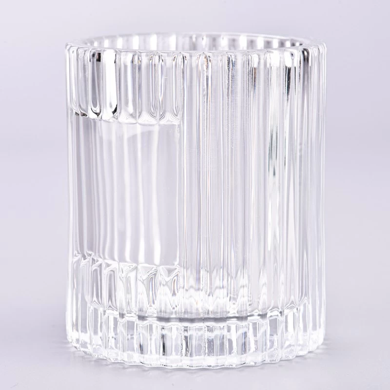Private Label Glass Candle Holders Ribber Glass Candle Vessel Wholesale