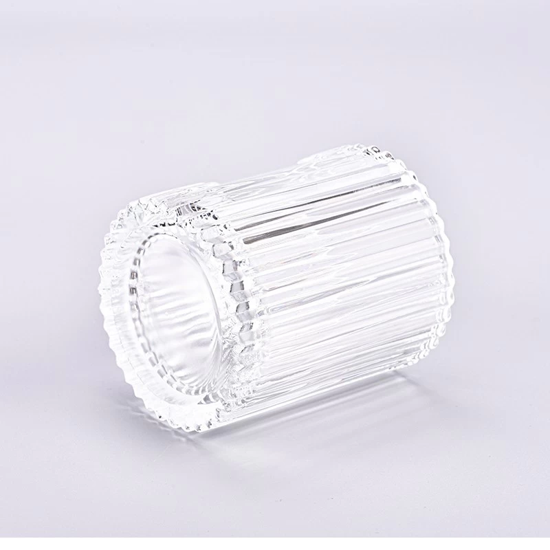 Private Label Glass Candle Holders Ribber Glass Candle Vessel Wholesale