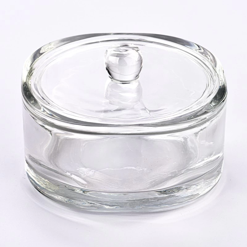 Three Wicks Glass Candle Vessels With Lids Customized Color Glass Candle Holders Wholesale