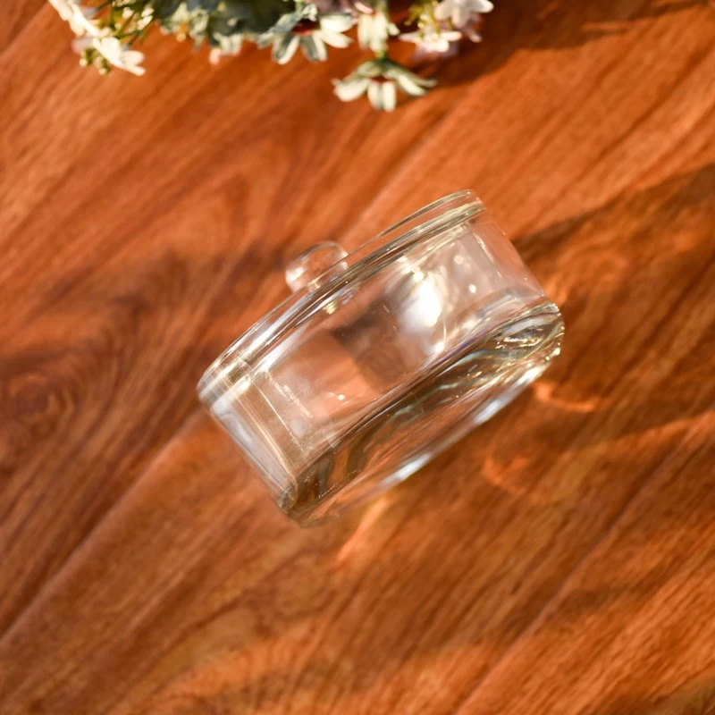 Three Wicks Glass Candle Vessels With Lids Customized Color Glass Candle Holders Wholesale