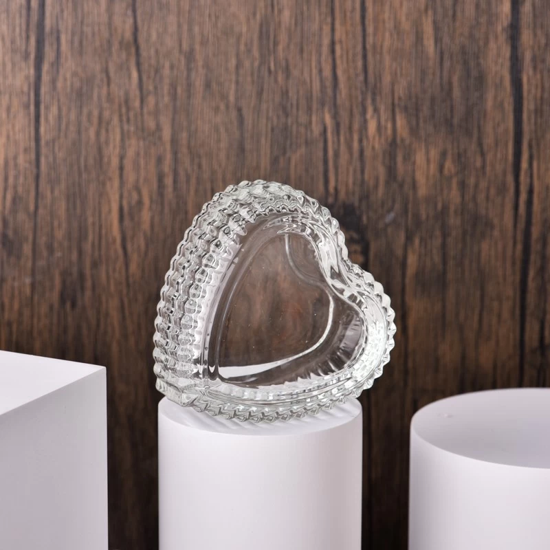 Love Shaped Glass Candle Jar with Lids Travel Glass Candle Holder with Lids