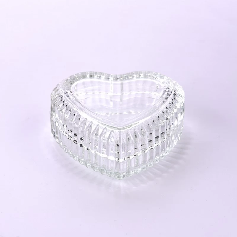 Love Shaped Glass Candle Jar with Lids Travel Glass Candle Holder with Lids