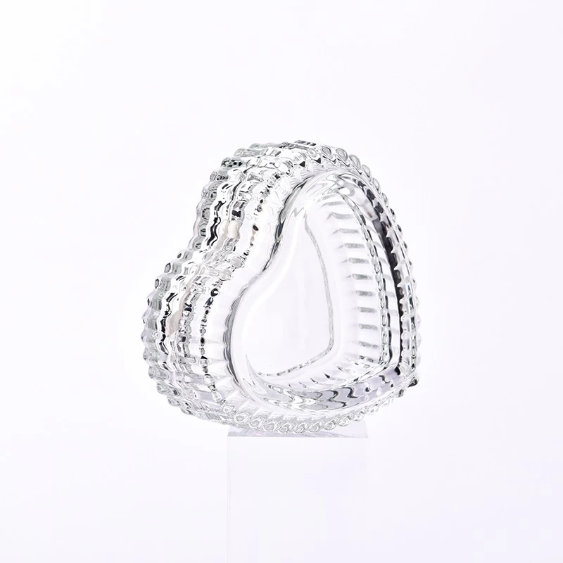 Love Shaped Glass Candle Jar with Lids Travel Glass Candle Holder with Lids