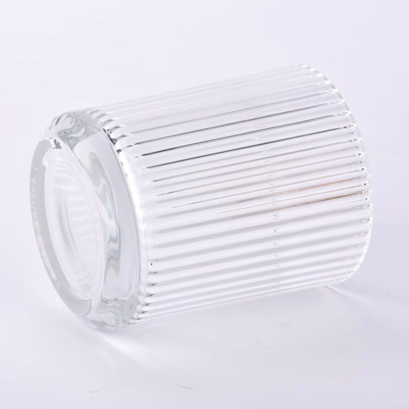 Crystal Glass Candle Holders Popular Ribber Glass Candle Vessels Wholesale