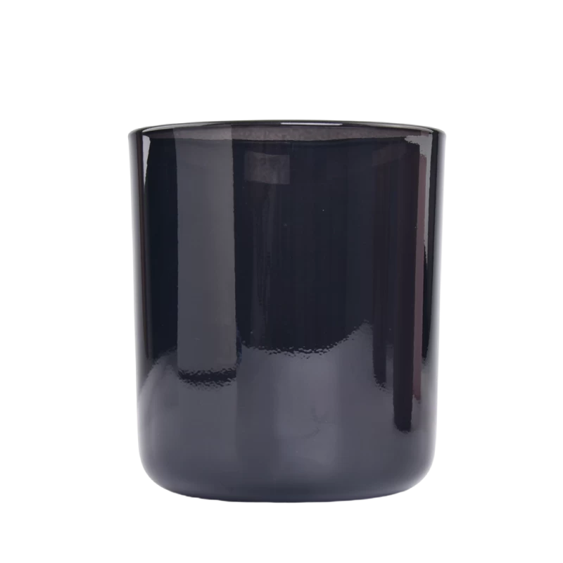 Black Glass Candle Holders 15oz Glass Candle Vessels