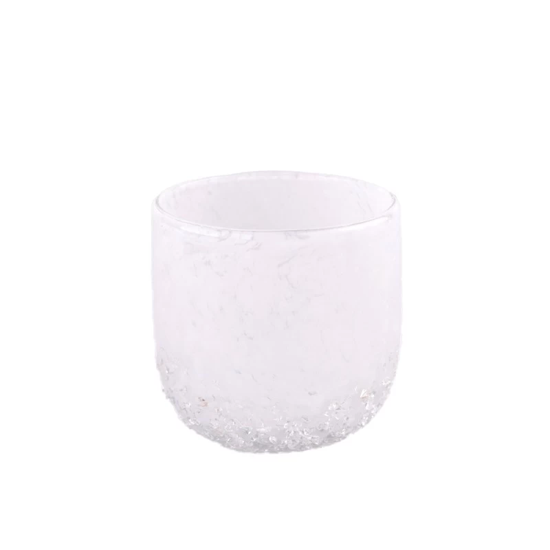 Hand Made Glass Candle Jars 300ml White Glass Candle Holders