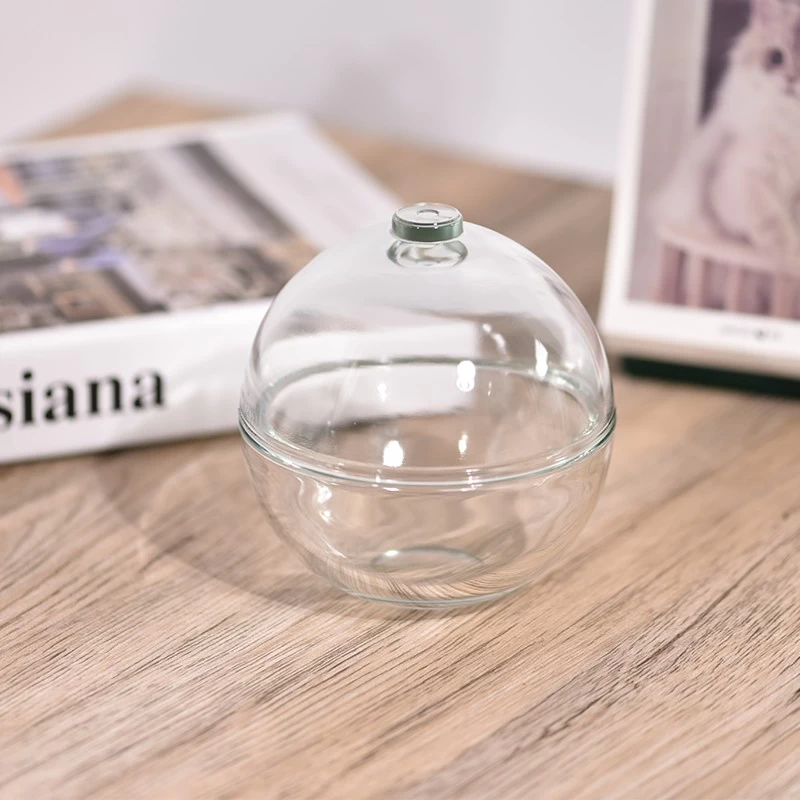 Unique glass candle jar with ball shape wholesale
