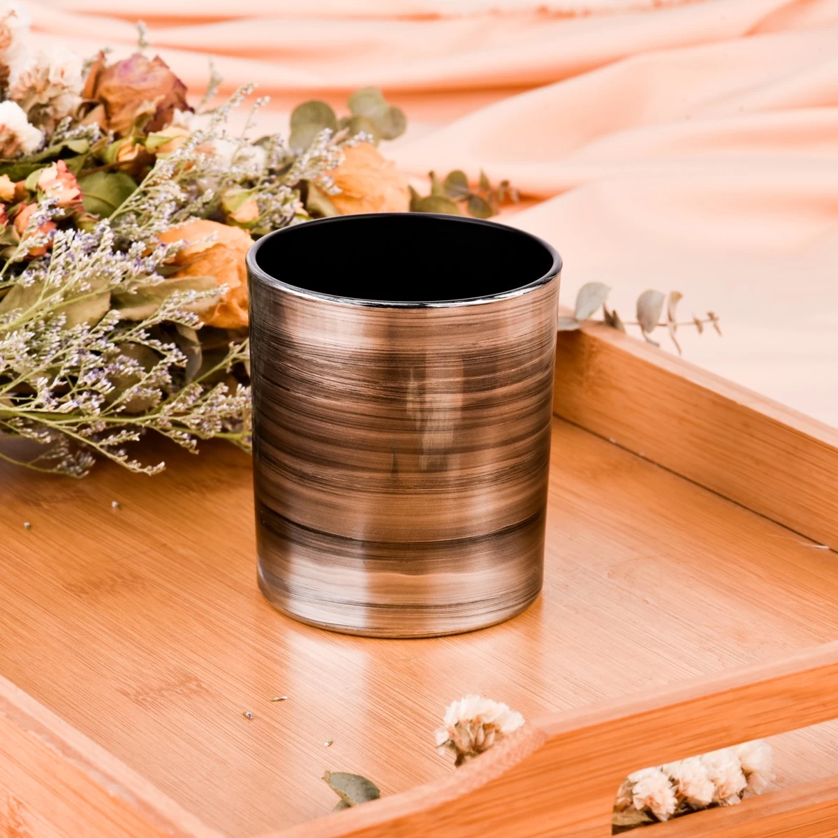 Silver Brush Decorative Glass Candle Vessels
