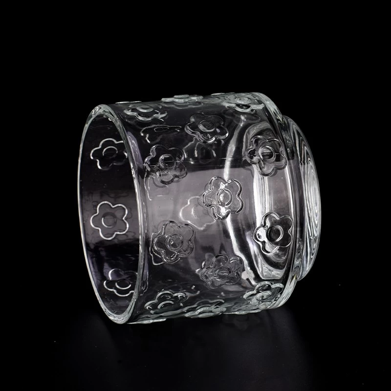 Beautiful Flower Pattern 455ml Glass Candle Vessels Wholesale