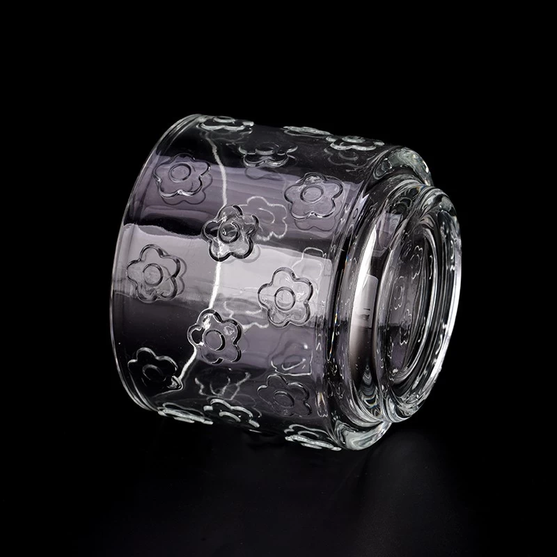 Beautiful Flower Pattern 455ml Glass Candle Vessels Wholesale