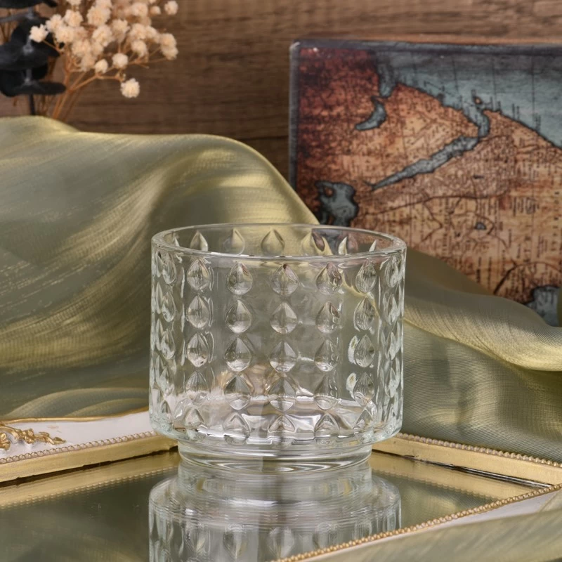 Unique Embossed Glass Candle Jars Wholesale