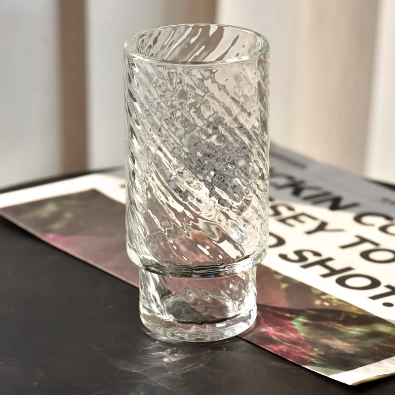 Popular Glass Candle Jar with Step for Home Deco