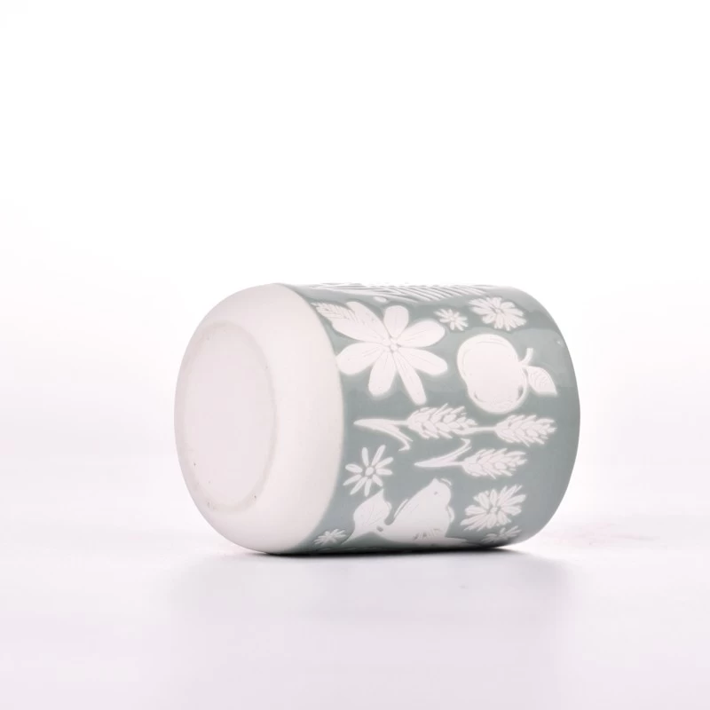 Unique embossed Ceramic Candle Jars Home Decoration