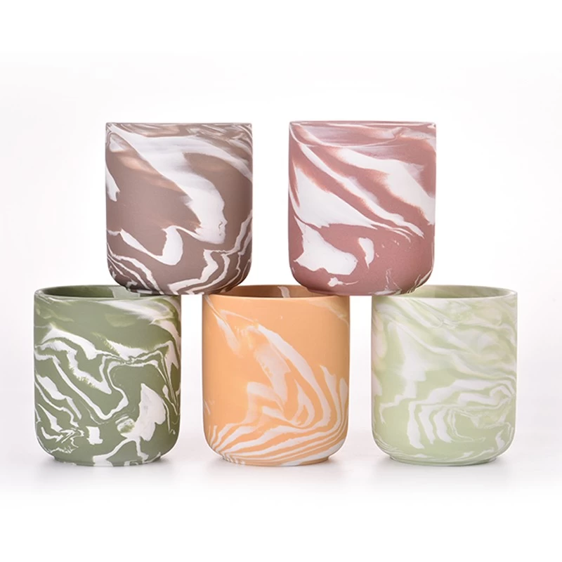 marble decoration ceramic candle jar wholesale