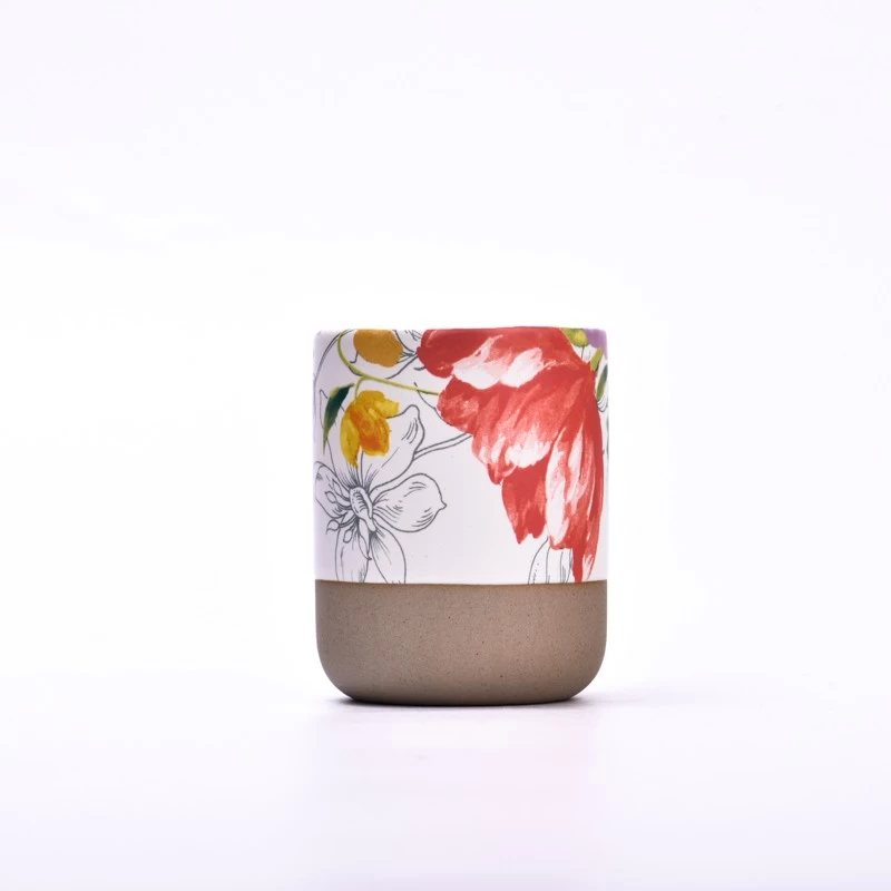  Custom printed handmade ceramic candles container Wholesale