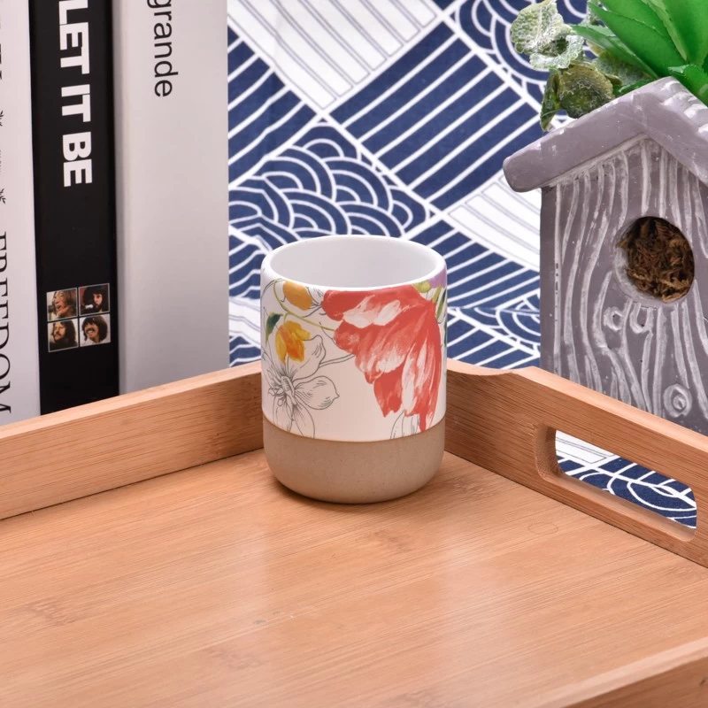  Custom printed handmade ceramic candles container Wholesale