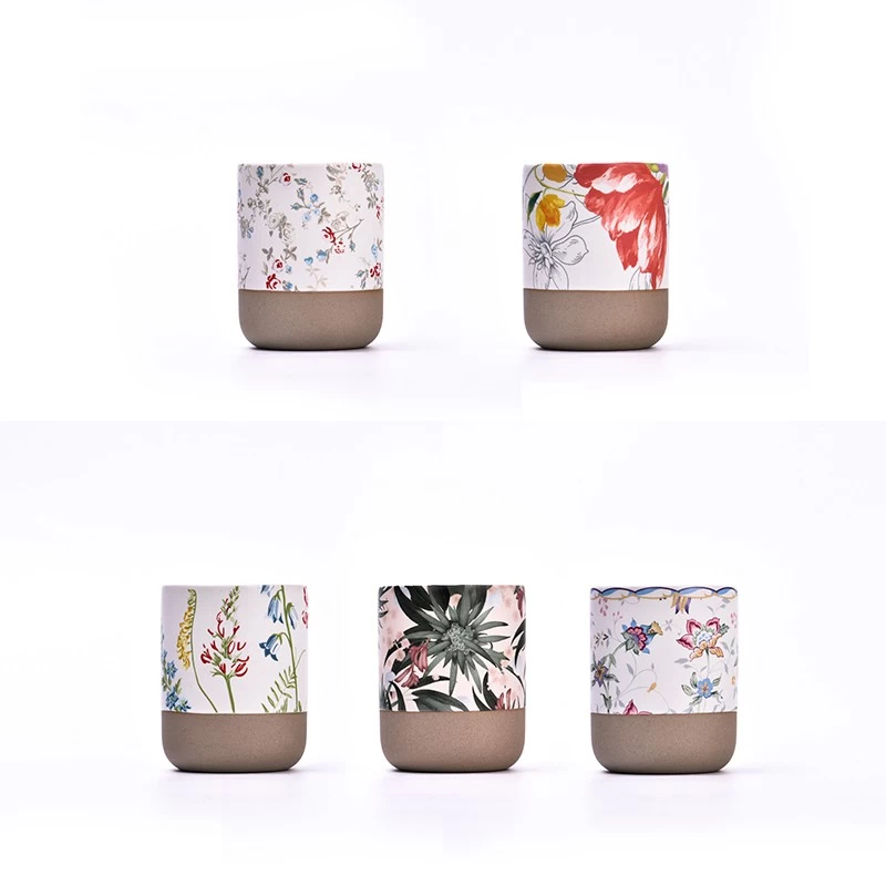  Custom printed handmade ceramic candles container Wholesale