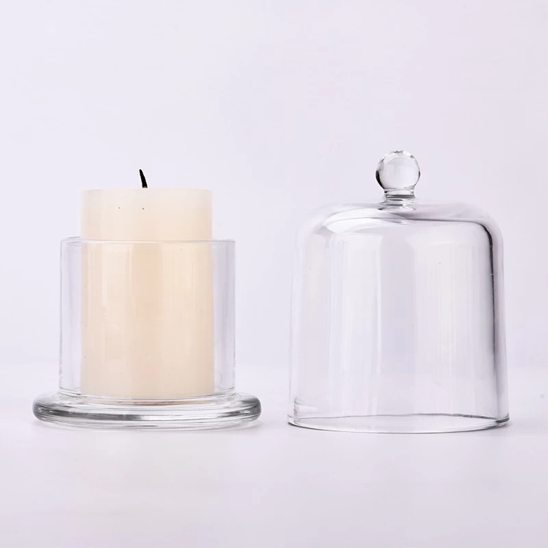 Glass Cloche 2 Sets Display Dome Cloche Clear Glass Dome Candle Glass Jar Cloche Dome 