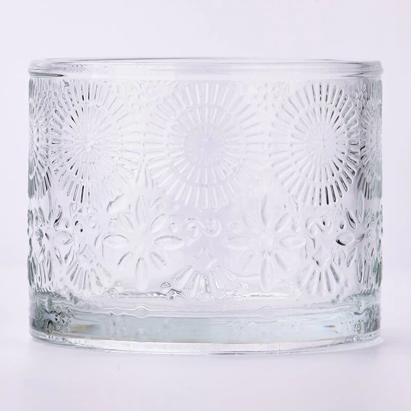 New Arrival Flower Pattern Glass Candle Jars Wholesale