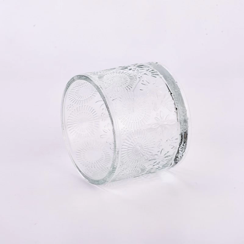 New Arrival Flower Pattern Glass Candle Jars Wholesale