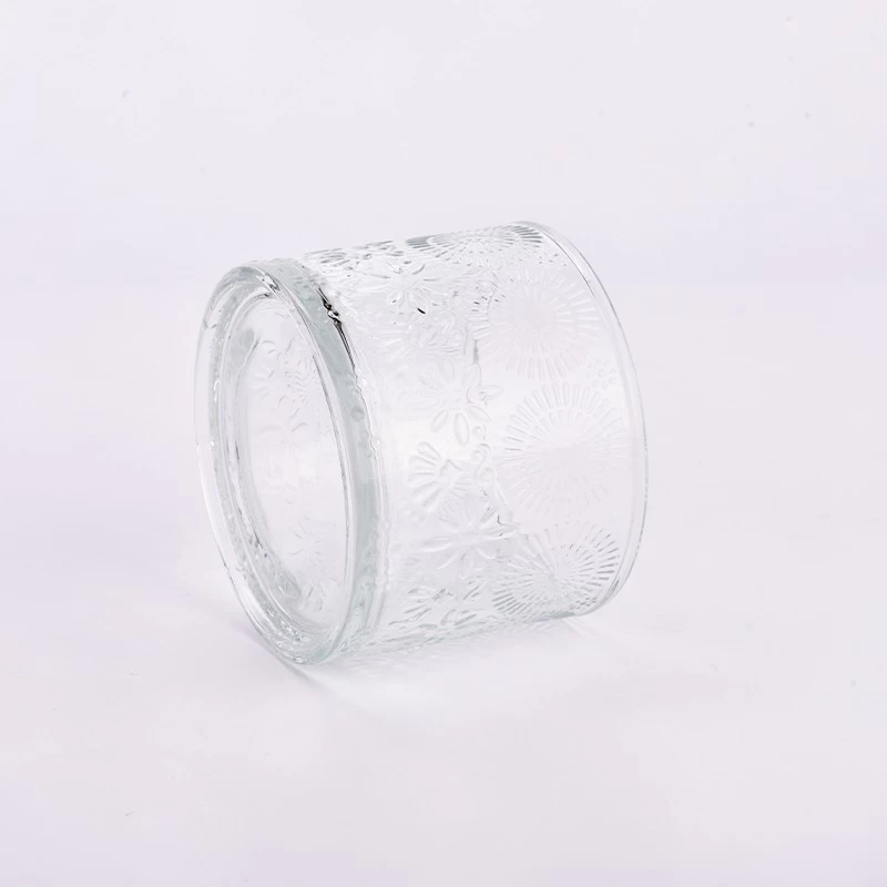 New Arrival Flower Pattern Glass Candle Jars Wholesale