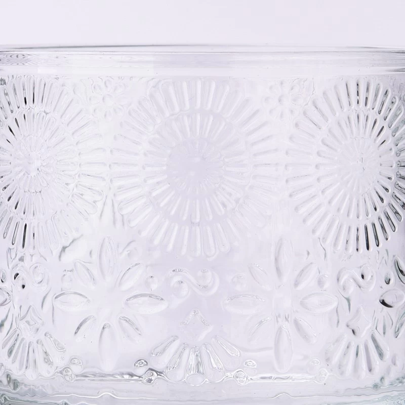 New Arrival Flower Pattern Glass Candle Jars Wholesale